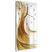 Tulup Wandklok - Abstractie Wandklok Glas Decoratie - 30x60 cm - Bruin Gekleurde Glazen Klok - Zwarte Handen - Rechthoekige Wandklok - Wandklok Glas Met Motief - Decoratieve Glazen Klok