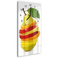 Tulup Wandklok - Fruit Moderne Glazen Wandklok - 30x60 cm - Veelkleurig Wandklok Glas Met Motief - Zwarte Handen - Rechthoekige Wandklok - Decoratieve Glazen Klok - Glazen Wandklok Design