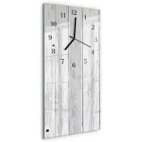 Tulup Wandklok - Hout Klok Glas Met Opdruk - 30x60 cm - Wit Moderne Wandklok Glas - Zwarte Handen - Rechthoekige Wandklok - Glazen Klok Met Print - Wandklok Glas Met Motief