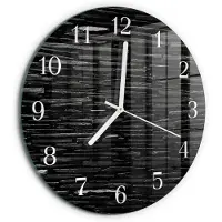 Tulup Wandklok - Stenen Moderne Wandklok Glas - 30fi cm - Zwart Wandklok Glas Decoratie - Witte Handen - Ronde Wandklok - Decoratieve Glazen Klok - Glazen Wandklok Design