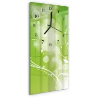 Tulup Wandklok - Patroon Klok Glas Met Opdruk - 30x60 cm - Groente Moderne Wandklok Glas - Zwarte Handen - Rechthoekige Wandklok - Gekleurde Glazen Klok - Glazen Klok Met Print
