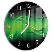 Tulup Wandklok - Abstractie Wandklok Glas Decoratie - 30fi cm - Groente Gekleurde Glazen Klok - Witte Handen - Ronde Wandklok - Klok Glas Met Opdruk - Moderne Wandklok Glas