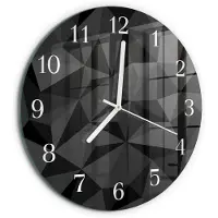 Tulup Wandklok - 3D-patroon Moderne Glazen Wandklok - 30fi cm - Zwart Wandklok Glas Met Motief - Witte Handen - Ronde Wandklok - Decoratieve Glazen Klok - Glazen Wandklok Design