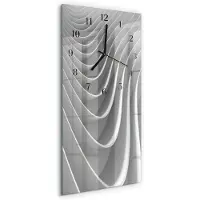 Tulup Wandklok - Abstractie Wandklok Glas Met Motief - 30x60 cm - Grijs Decoratieve Glazen Klok - Zwarte Handen - Rechthoekige Wandklok - Klok Glas Met Opdruk - Moderne Wandklok Glas