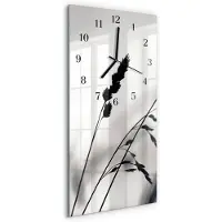 Tulup Wandklok - Korrel Wandklok Glas Decoratie - 30x60 cm - Veelkleurig Gekleurde Glazen Klok - Zwarte Handen - Rechthoekige Wandklok - Wandklok Glas Met Motief - Decoratieve Glazen Klok