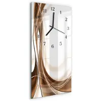 Tulup Wandklok - Patroon Decoratieve Glazen Klok - 30x60 cm - Beige Glazen Wandklok Design - Zwarte Handen - Rechthoekige Wandklok - Gekleurde Glazen Klok - Glazen Klok Met Print