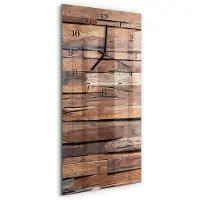 Tulup Wandklok - Hout Decoratieve Glazen Klok - 30x60 cm - Bruin Glazen Wandklok Design - Zwarte Handen - Rechthoekige Wandklok - Klok Glas Met Opdruk - Moderne Wandklok Glas