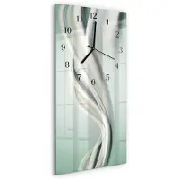 Tulup Wandklok - Patroon Moderne Wandklok Glas - 30x60 cm - Grijs Wandklok Glas Decoratie - Zwarte Handen - Rechthoekige Wandklok - Decoratieve Glazen Klok - Glazen Wandklok Design