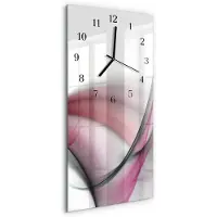 Tulup Wandklok - Abstracte kunst Klok Glas Met Opdruk - 30x60 cm - Rood Moderne Wandklok Glas - Zwarte Handen - Rechthoekige Wandklok - Glazen Wandklok Design - Klok Glas Met Opdruk