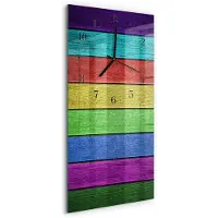 Tulup Wandklok - Bord Decoratieve Glazen Klok - 30x60 cm - Veelkleurig Glazen Wandklok Design - Zwarte Handen - Rechthoekige Wandklok - Glazen Klok Met Print - Wandklok Glas Met Motief