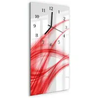 Tulup Wandklok - Abstracte kunst Moderne Glazen Wandklok - 30x60 cm - Rood Wandklok Glas Met Motief - Zwarte Handen - Rechthoekige Wandklok - Wandklok Glas Decoratie - Gekleurde Glazen Klok