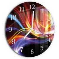 Tulup Wandklok - Abstracte kunst Wandklok Glas Decoratie - 30fi cm - Veelkleurig Gekleurde Glazen Klok - Witte Handen - Ronde Wandklok - Glazen Klok Met Print - Wandklok Glas Met Motief