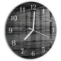Tulup Wandklok - Hout Wandklok Glas Decoratie - 30fi cm - Zwart Gekleurde Glazen Klok - Witte Handen - Ronde Wandklok - Gekleurde Glazen Klok - Glazen Klok Met Print
