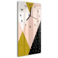 Tulup Wandklok - Patroon Wandklok Glas Met Motief - 30x60 cm - Veelkleurig Decoratieve Glazen Klok - Zwarte Handen - Rechthoekige Wandklok - Glazen Wandklok Design - Klok Glas Met Opdruk