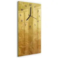 Tulup Wandklok - Patroon Gekleurde Glazen Klok - 30x60 cm - Goud Glazen Klok Met Print - Zwarte Handen - Rechthoekige Wandklok - Wandklok Glas Decoratie - Gekleurde Glazen Klok