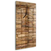 Tulup Wandklok - Klinker Moderne Wandklok Glas - 30x60 cm - Bruin Wandklok Glas Decoratie - Zwarte Handen - Rechthoekige Wandklok - Glazen Klok Met Print - Wandklok Glas Met Motief