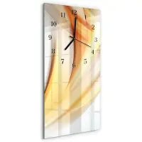 Tulup Wandklok - Patroon Glazen Wandklok Design - 30x60 cm - Oranje Klok Glas Met Opdruk - Zwarte Handen - Rechthoekige Wandklok - Gekleurde Glazen Klok - Glazen Klok Met Print