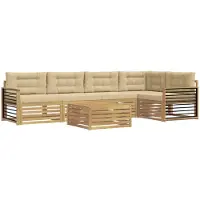 vidaXL Buiten bank set 6 st Wit en Beige Polyester