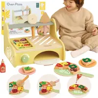ClassicWorld houten speelgoed pizzaoven speelset met accessoires.