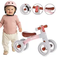 INNE Loopfiets voor Kinderen Zoomi - 12 maanden, max. 25 kg, Loopfietsen, stalen frame, EVA-schuimwielen, geveerd stuur met verlichting - Roze