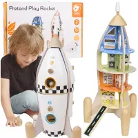 Classic World Houten Raket Kinderhuis + Beeldjes Accessoires - UNI
