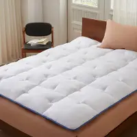 Casabel Matrasoplegger 160 x 200 cm van ademende microvezel met blauwe bies