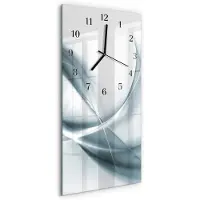 Tulup Wandklok - Abstractie Wandklok Glas Decoratie - 30x60 cm - Zilver Gekleurde Glazen Klok - Zwarte Handen - Rechthoekige Wandklok - Glazen Klok Met Print - Wandklok Glas Met Motief