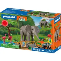 Playmobil Animals & Friends Olifant met Dierenverzorger | Dierentuinspeelgoedset met 4 dieren en verblijfaccessoires | Voor kinderen vanaf 4 jaar | 72068