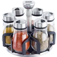 Westmark Lisbon Kruidenorganizer – Praktische 7–delige kruidenstrooiset met carrousel, Rond, Draaibaar met groot handvat, Kruidenpotten à 125 ml