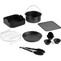 Domo 168 Accessoires Airfryer – 12-delig – Geschikt voor (X)XL Airfryers (Ø 20,5 cm) – Heteluchtfriteuse Accessoires Set - PFAS-vrije antiaanbaklaag – Vaatwasmachinebestendig