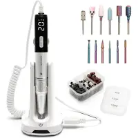 RIO NAES - Elektrische nagelvijl - Manicure Set & Pedicureset - incl 12 opzetstukken en 75 schuurrolletjes - 35.000 RPM