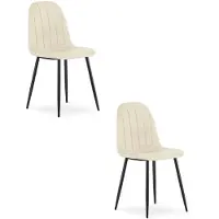 Leobert Chaise - - Padva - Lichtbeige veloursstof / Zwarte poten - 44,5 x 53 x 87 cm - Set van 2