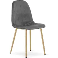 Leobert Chaise - - Padva - Donkergrijze fluweelstof / Eikenhouten poten - 44,5 x 53 x 87 cm