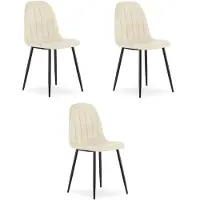 Leobert Chaise - - Padva - Lichtbeige veloursstof / Zwarte poten - 44,5 X 53 X 87 Cm - Set van 3