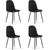 Leobert Chaise - - Padva - Fluweel, zwart/Zwarte poten - 44,5 x 53 x 87 cm - Set van 4