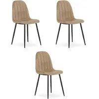 Leobert Chaise - - Padva - Bruine fluweelstof / Zwarte poten - 44,5 x 53 x 87 cm - Lot van 3