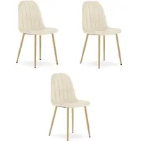 Leobert Chaise - - Padva - Lichtbeige veloursstof / Eikenhouten poten - 44,5 x 53 x 87 cm - Set van 3