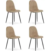 Leobert Chaise - - Padva - Bruine fluweelstof/Zwarte poten - 44,5 x 53 x 87 cm - Set van 4