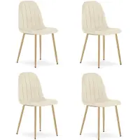 Leobert Chaise - - Padva - Lichtbeige veloursstof / Eikenhouten poten - 44,5 x 53 x 87 cm - Set van 4