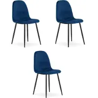 Leobert Chaise - - Padva - Fluwelen bekleding, marineblauw/Zwarte poten - 44,5 x 53 x 87 cm - Set van 3