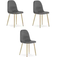 Leobert Chaise - - Padva - Donkergrijze fluweelstof / Eikenhouten poten - 44,5 x 53 x 87 cm - Set van 3