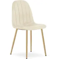 Leobert Chaise - - Padva - Lichtbeige veloursstof / Eikenhouten poten - 44,5 x 53 x 87 cm