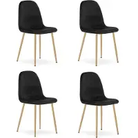 Leobert Chaise - - Padva - Fluweel, zwart / Poten van beukenhout - 44,5 x 53 x 87 cm - Set van 4