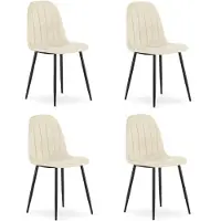 Leobert Chaise - - Padva - Lichtbeige veloursstof / Zwarte poten - 44,5 x 53 x 87 cm - Set van 4