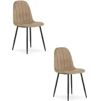 Leobert Chaise - - Padva - Bruine fluweelstof/Zwarte poten - 44,5 x 53 x 87 cm - Set van 2