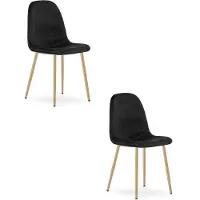 Leobert Set van 2 eetkamerstoelen PADVA – Fluweel zwart – Eiken poten – Modern design