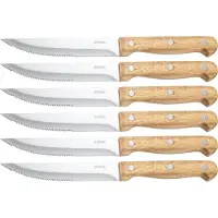Dorre BBQ vleesmes Roestvrij staal, 6-pack, houten doos acacia, 22,5x2 cm