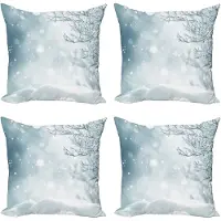 Abakuhaus Winterse decoratieve kussenslopen, set van 4, kerstsneeuw, moderne accenten, dubbelzijdige digitale print, 40 x 40 cm, leisteenblauw wit