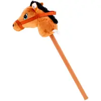 Otto Simon stokpaardje pluche 70 cm bruin speelgoed paard.