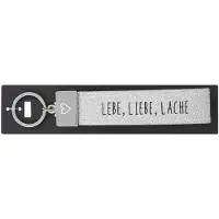 Depesche sleutelhanger vilt zilver met gravure en spreuk Live Love Laugh.